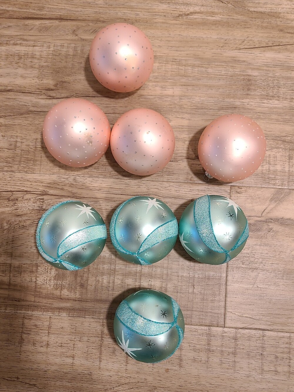 Vtg Pastel Mid Century Style Christmas Glass Ornaments Mixed Lot 8 🎄